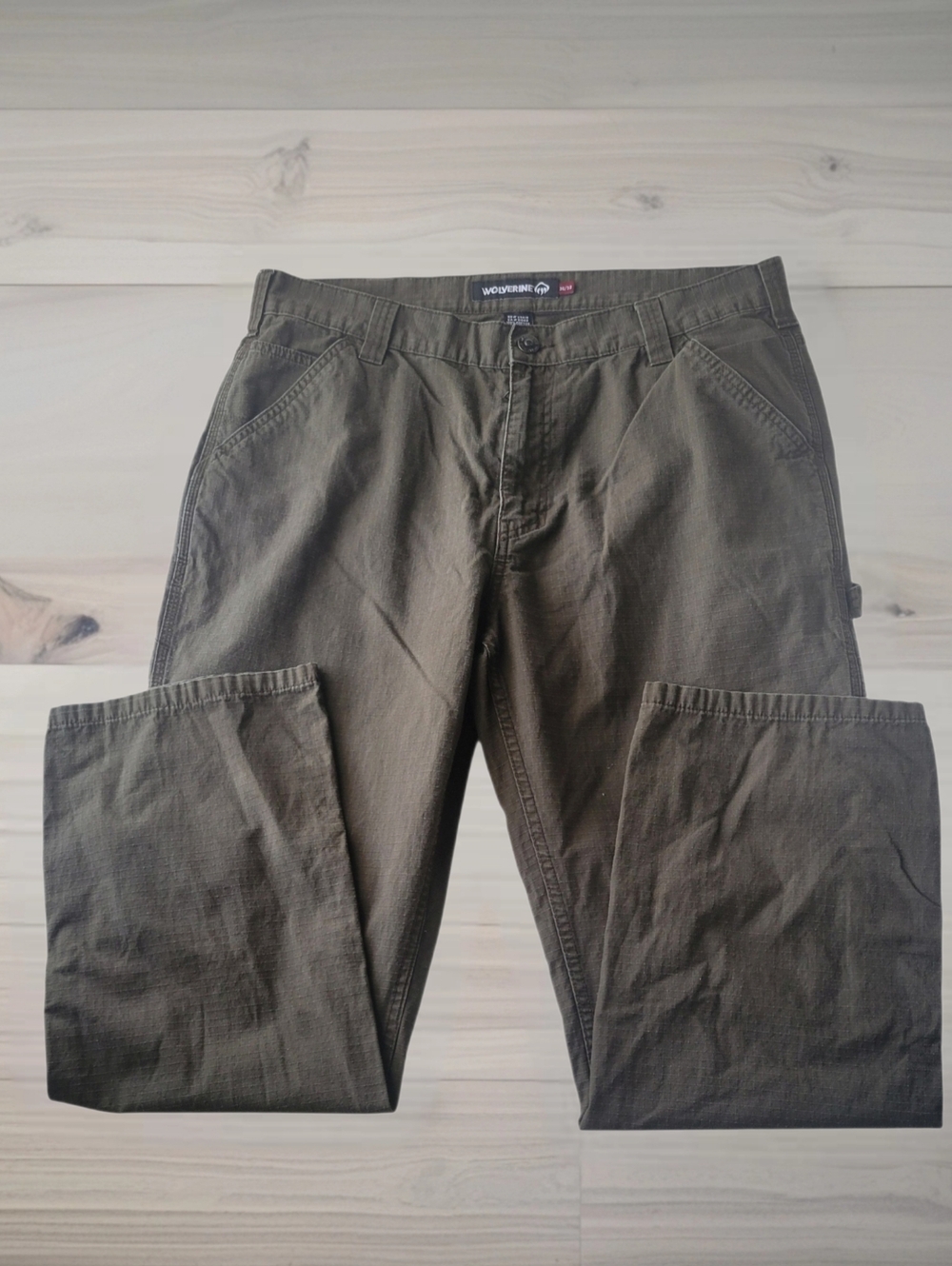Wolverine Men's Ripstop Carpenter Pants Olive Green Sz 38x32